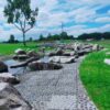 【十勝川水系緑地 親水広場】(北海道の水場)帯広市東3条南 札内川と売買川が交わる河川敷 遊歩道に沿って設置された石組みの遊水路